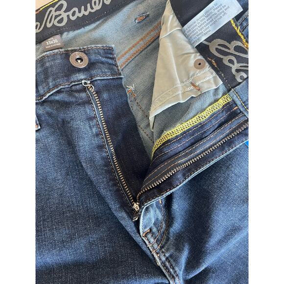 NWT Eddie Bauer Men's Voyager Flex 2.0 Dark Blue Jeans Slim Straight Fit 33x30 - Picture 8 of 14